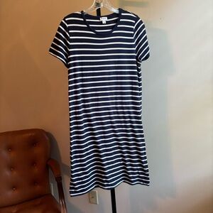 J. Crew Navy and White Striped‎ Midi Dress